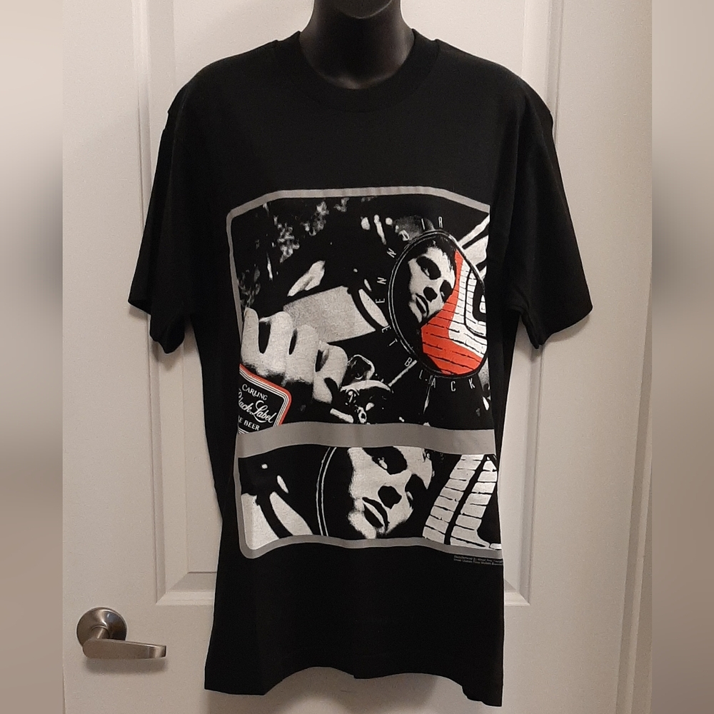 Vtg Carling Black Label Beer Graphic Print Rare T-Shirt Single Stitch Mens L Tag